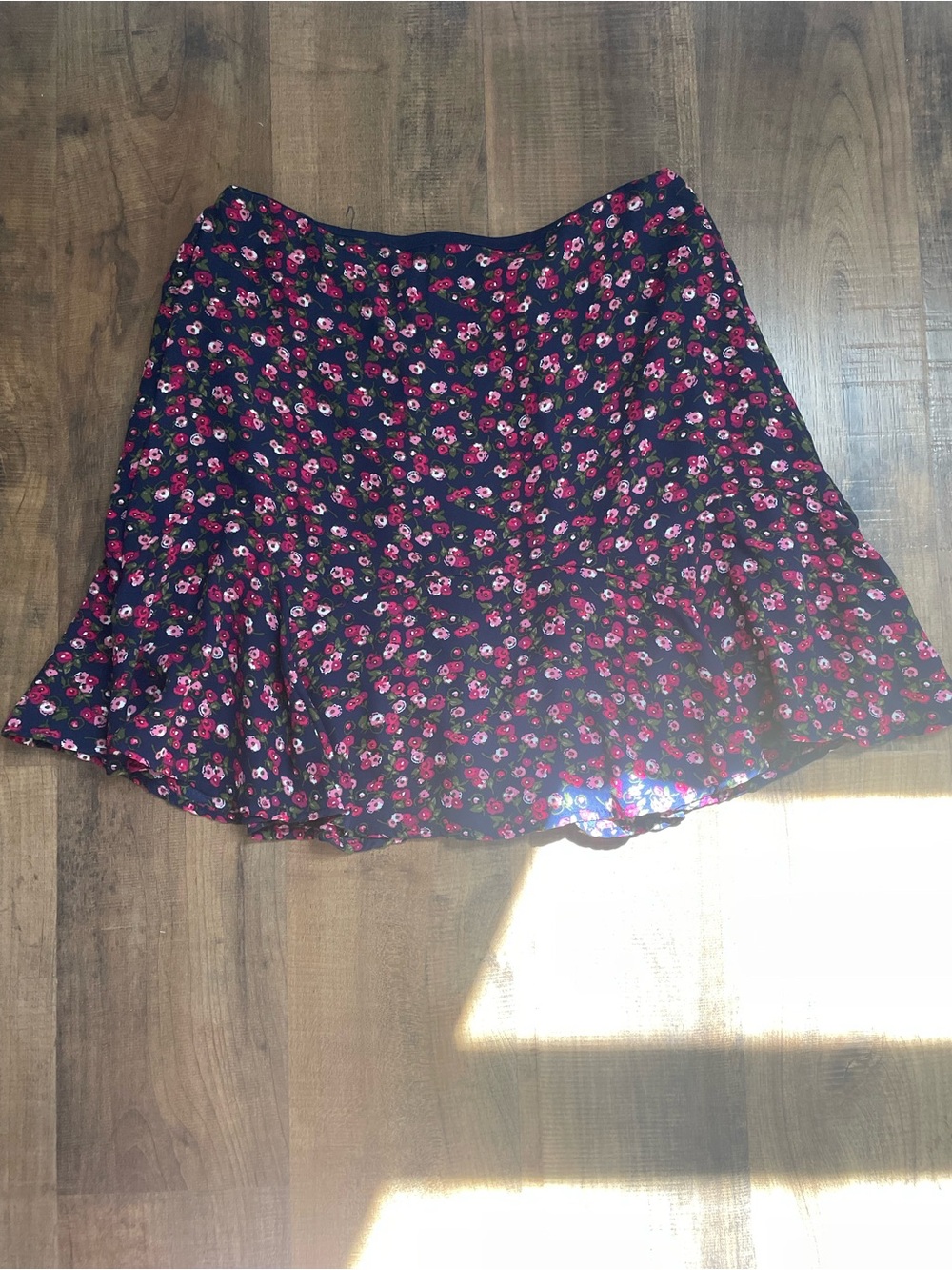 miami Navy Skater Mini Skirt with Pink Floral Print